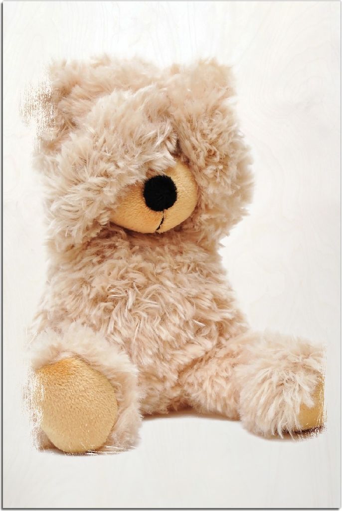 Kunstdrucke Wandbilder Holz in : Brillante Farben, Größe 60 x 90 cm Motiv Süßer Teddybär