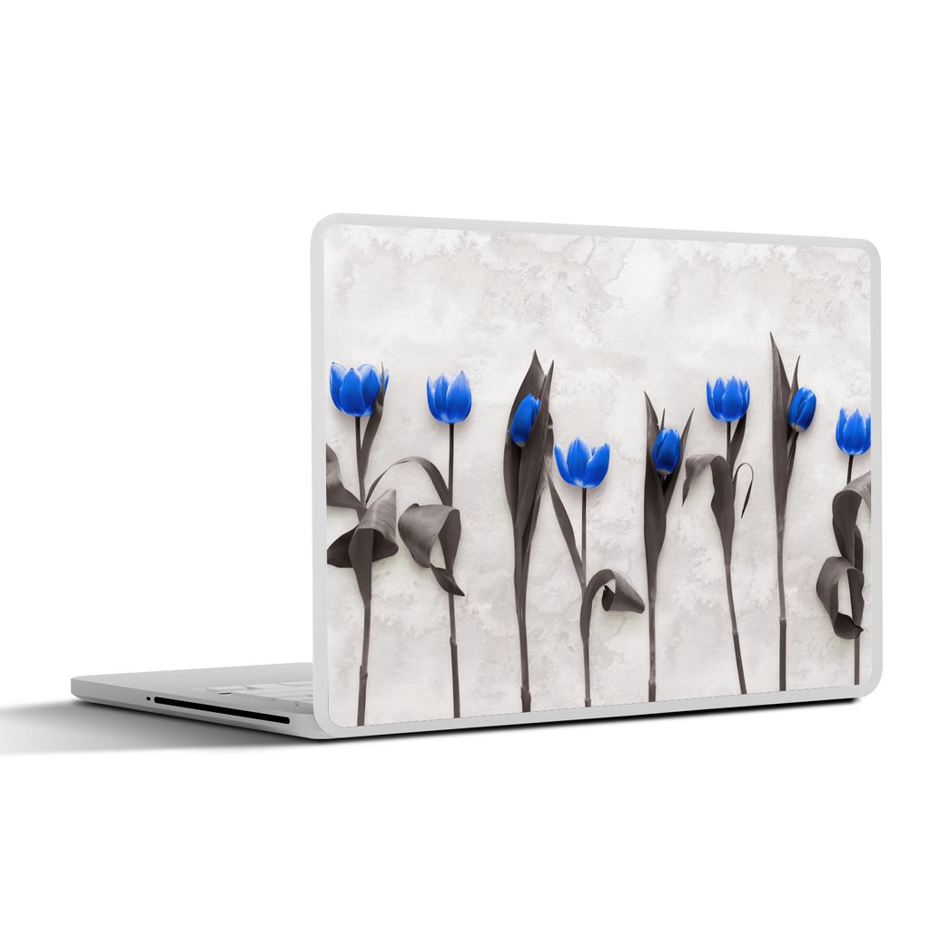MuchoWow Laptop Aufkleber Sticker Cover Blumen - Tulpen - Blau 30x21 cm - Sticker für Laptop - Selbstklebend