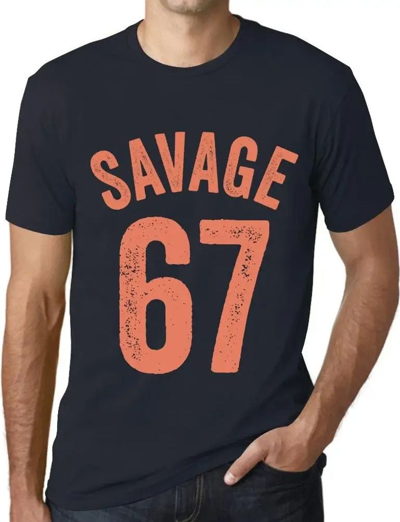 Herren Grafik T-Shirt Savage 67 Geschenk 67. Geburtstag Jahrestag 67 Jahre Jubiläum 67 Jährige Mann Jahrgang 1957 Kurzarm Lustige Druck