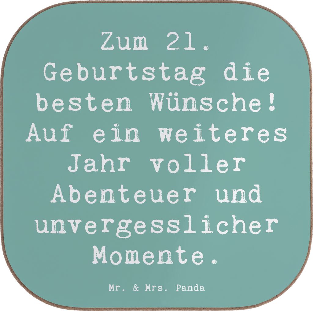 Mr. & Mrs. Panda Tassen Untersetzer Spruch 21. Geburtstag - Meeresbrise - Geschenk, unvergessliche Momente, Erwachsensein, Tischschoner, Glück, Co...