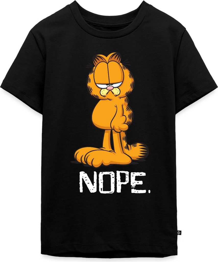 Spreadshirt Garfield Nope Nein Nö Kein Bock Lustig Teenager Premium T-Shirt, 146/152 (10 Jahre), Schwarz