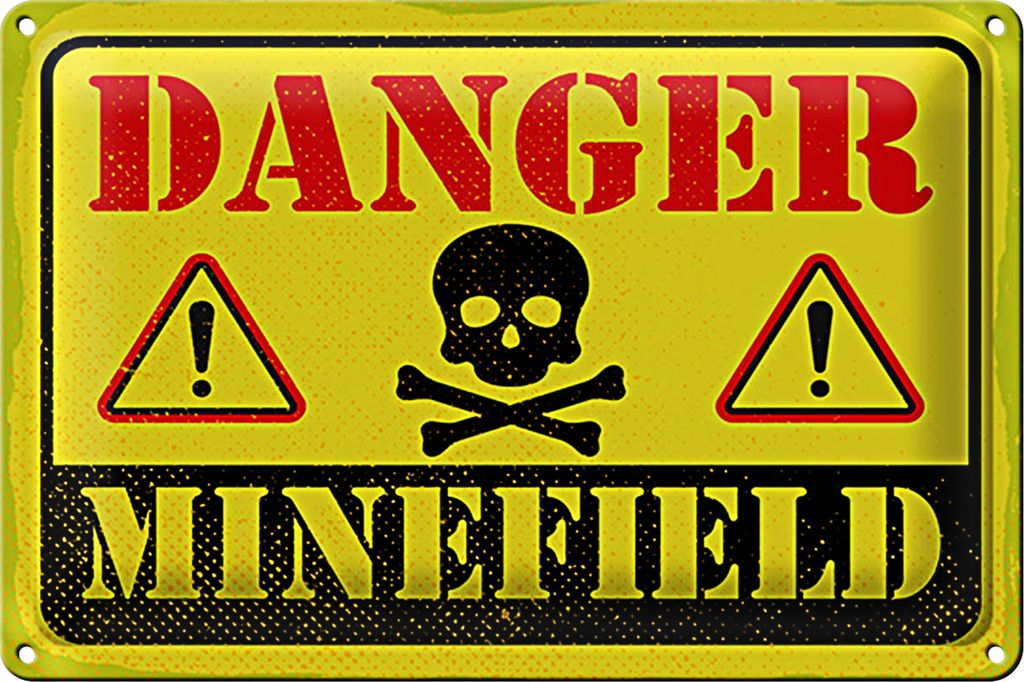 Blechschild Achtung Danger Mine Field Minenfeld 40x30cm