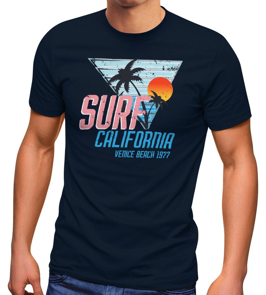 Herren T-Shirt Surf California Venice Beach Surfing Design Print Aufdruck Fashion Streetstyle Neverless navy XS