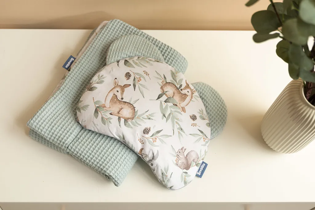 Parure de Poussette Gaufre Piquée Cerf Menthe - Accessoires Bébé Chic