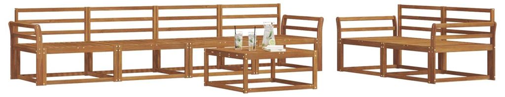 Best Möbel Outdoor-Sofagarnitur Moderne - HOMMIE - Gartenlounge Set/Outdoor Sofa - 7 pcs Natur Massivholz Akazie - Gartensofas designMöbel84145