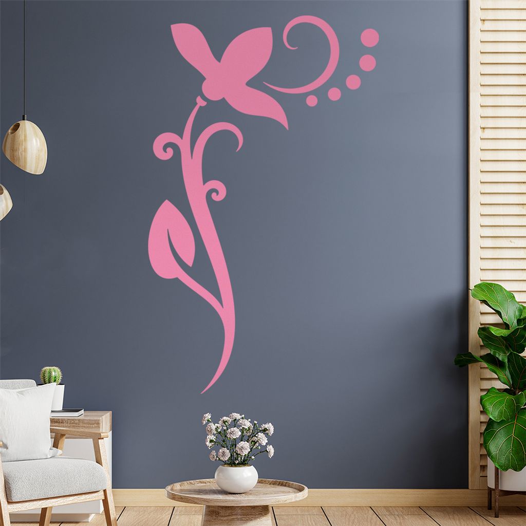 Blume - Linien Punkte Wandtattoo in 6 Größen - Wandaufkleber Wall Sticker - Dekoration, Küche, Wohnzimmer, Schlafzimmer, Badezimmer