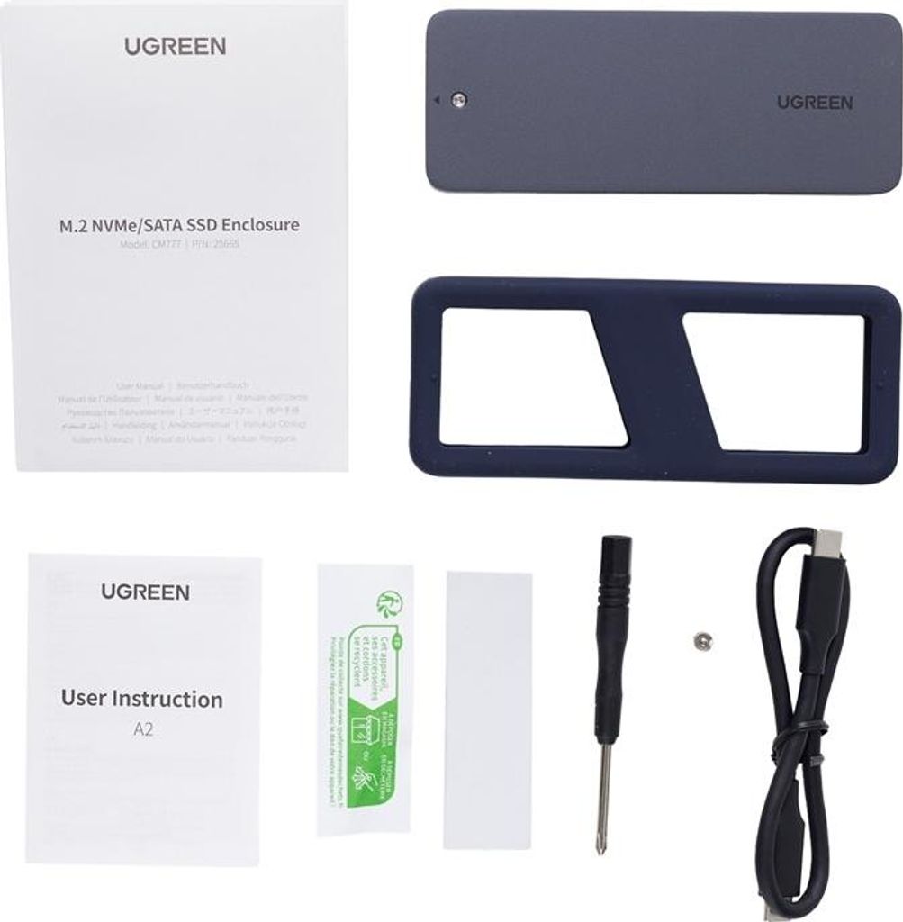 Ugreen Cm777, Nvme/Sata, 20Gbps, Usb-C Ssd-Laufwerk-Gehäuse