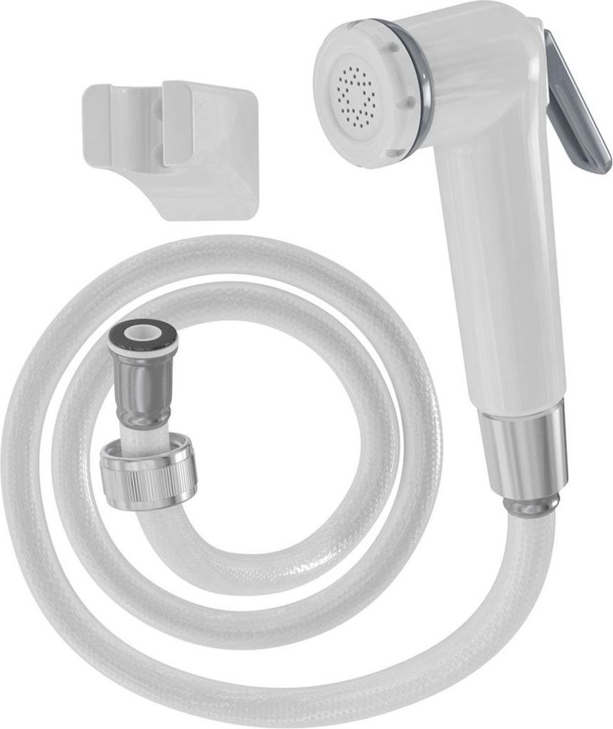 Handbrause für Bidet, mit 120cm weißem Kunststoffschlauch, unterer Aktivierungsknopf | 3028
