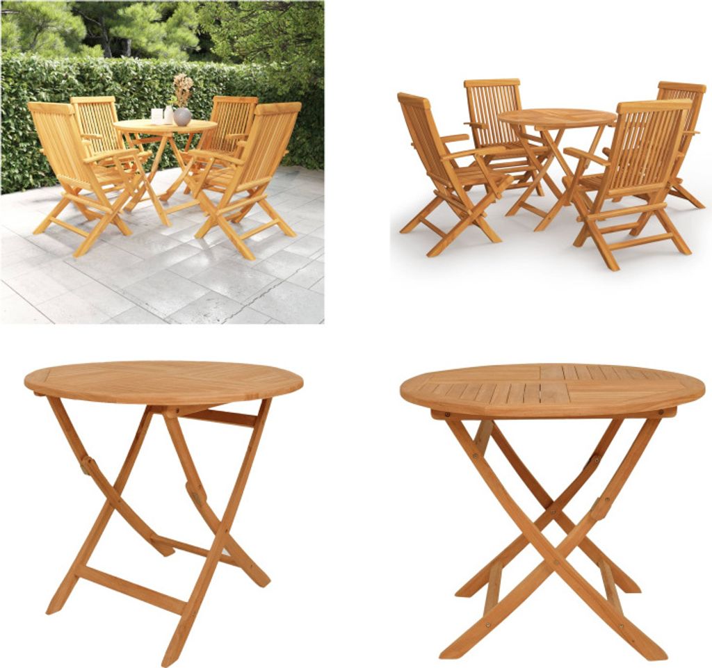 vidaXL 5 tlg. Garten Essgruppe Massivholz Teak - Garten Essgruppe - Garten Essgruppen - Gartenmöbel Set - Gartenmöbel