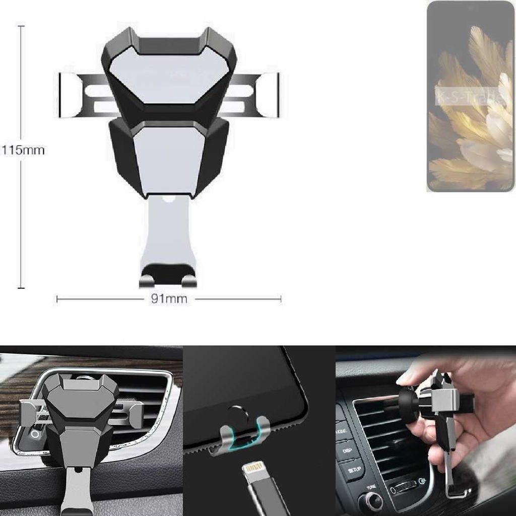 K-S-Trade Lüftungshalterung kompatibel mit Oppo Find N3 kompakte Handy-Halterung Lüftungsschlitz Lüftungsgitter Autohalterung KFZ Auto-Halterung