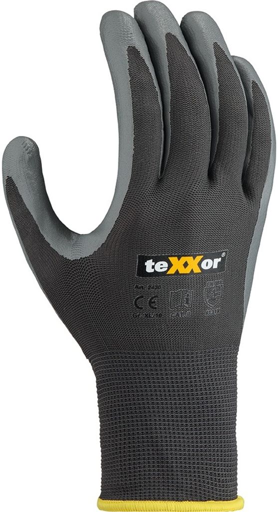teXXor Polyester-Handschuhe NITRIL BESCHICHTET 8, grau/grau