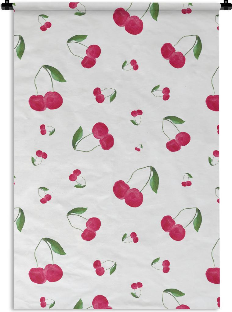 MuchoWow Wandteppich Wandbehang Kirschen - Design - Aquarell 60x90 cm Tapisserie Dekoration Wandtuch - Foto-Teppich - Abwaschbar