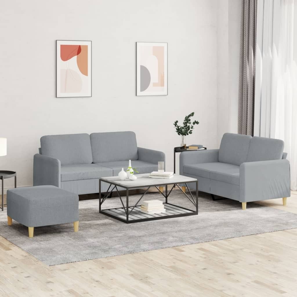 Cloris DesignMöbel 3-tlg. Sofagarnitur mit Kissen Hellgrau Stoff , Schlafsofas 2024 Neu