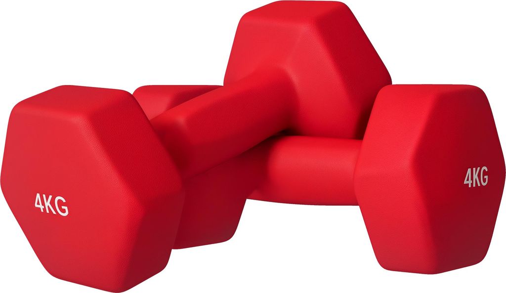 SPORTNOW Set mit 2 sechseckigen Kurzhanteln mit rutschfestem Griff für das Heimtraining, 2 x 4 kg, Rot