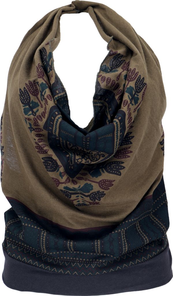 Goa Top, Dashiki Psytrance Neckholder Top - Olive, Damen, Grün, Baumwolle, Größe: S/M (34/36)