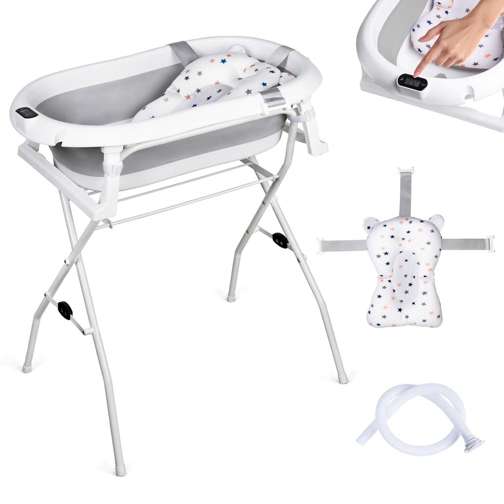 moovkee Babybadewanne mit Gestell 80cm Grau Faltbar mit Produktbild 