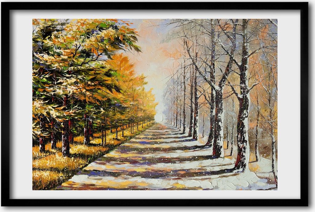 Bild 60x40 MDF-Rahmen, Wandkunst Herbst-Winter-vs.