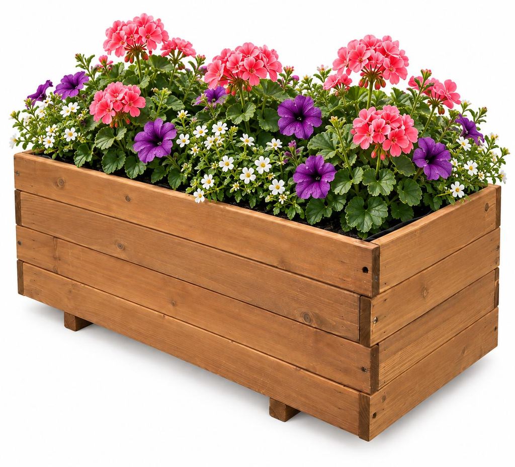 IvoQ Pflanzkasten aus Holz – 80 x 40 x 32 cm – Holz – Für Produktbild  KI-generiertes Bild