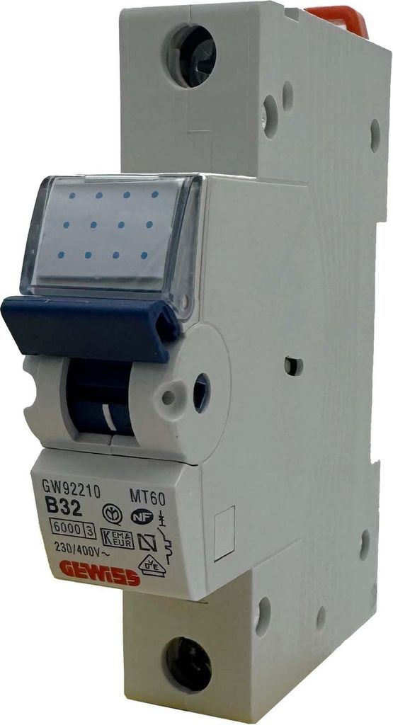 1x Gewiss Leitungsschutzschalter MT 60 | 1-polig B 32A | 230-400?V | GW92210 | Baureihe 90 MCB | 6kA/10kA Schaltvermögen | nach IEC/EN 60898-1 | f...