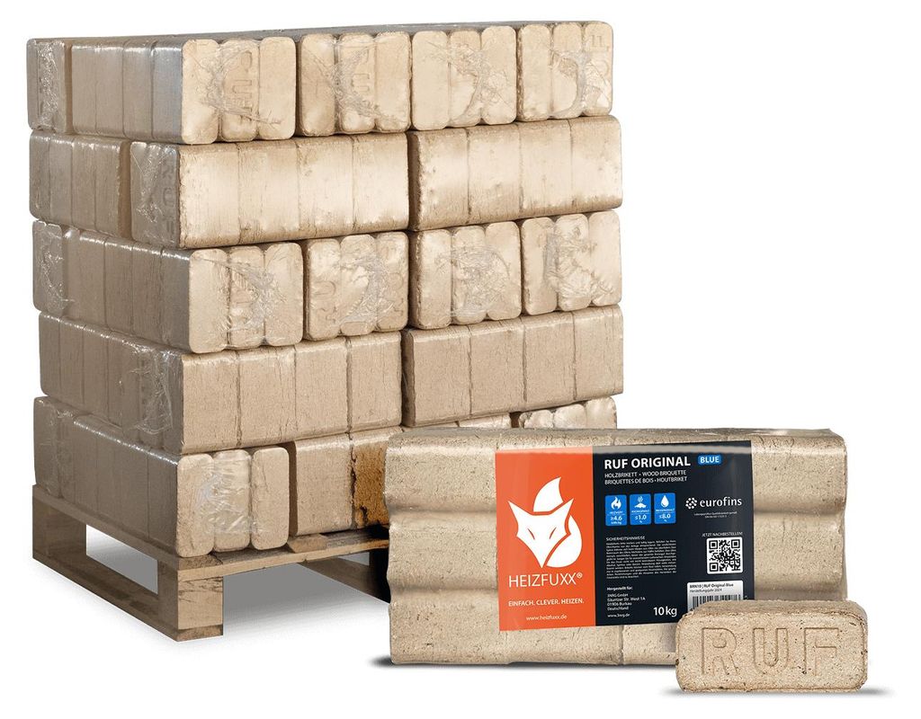 Heizfuxx RUF Original Blue Holzbriketts Nadelholz 10kg x 30 Produktbild 