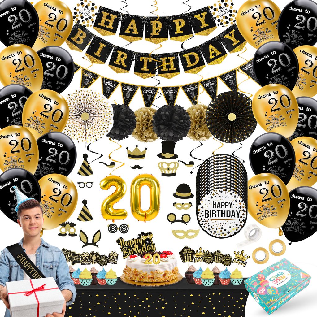 Celejoy® 20 Jahre 92-teilig Schwarz & Gold Produktbild 