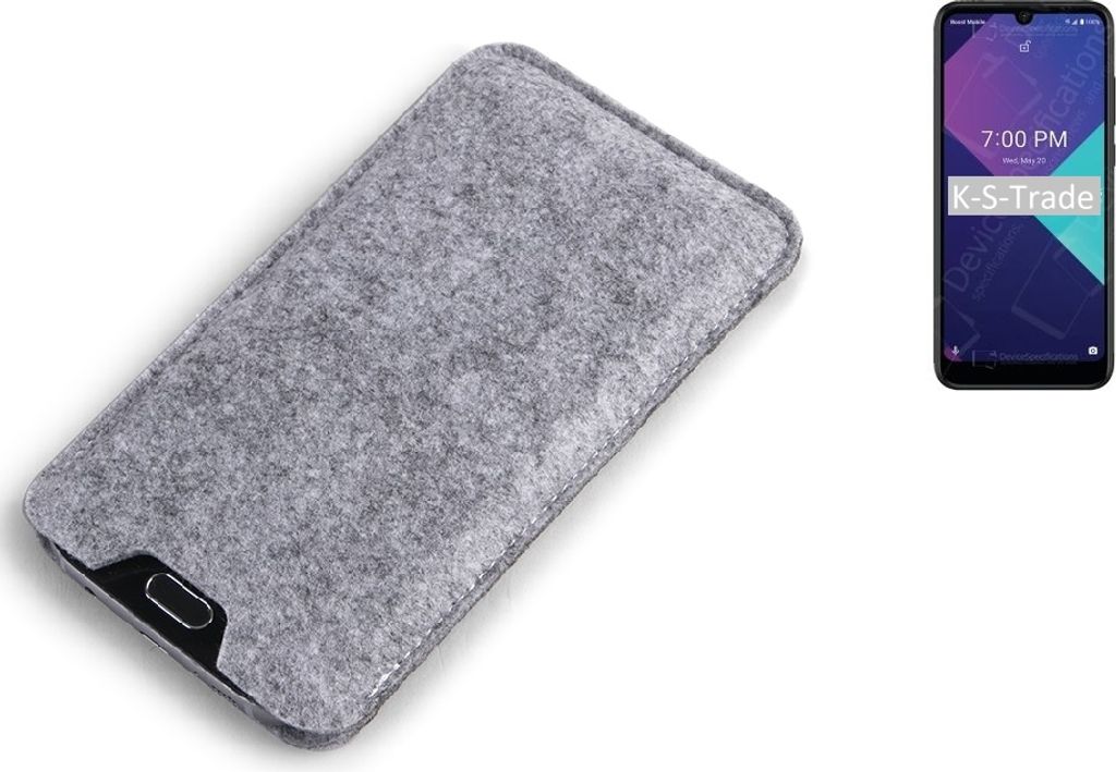 K-S-Trade Filz Handyhülle kompatibel mit Wiko Ride 3 Schutzhülle Filztasche Filz Tasche Case Sleeve Handy Hülle Filzhülle grau
