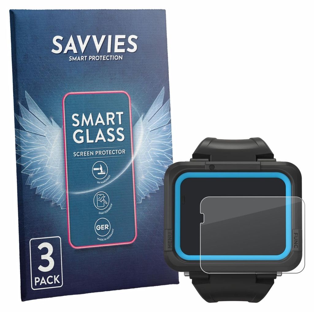 3x Savvies Schutzglas Folie für Shearwater PEREGRINE dive computer 9H Panzer Schutzfolie Glas Displayschutz klar transparent
