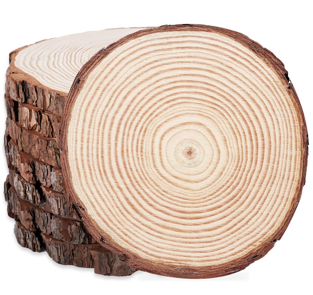 8 Stück Holzscheiben 20-23 cm Durchmesser, Runde Produktbild 