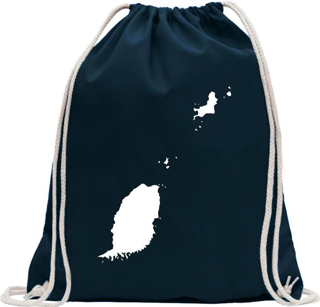 Kiwistar - Turnbeutel - dunkelblau - Grenada Umriss Kontur - Fun Rucksack Sport Beutel Gymsack Baumwolle mit Ziehgurt
