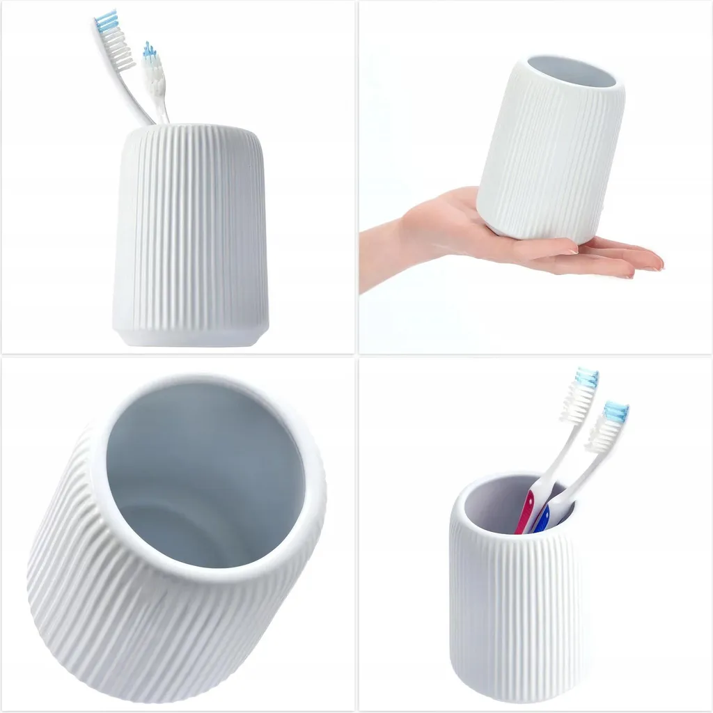 Gobelet à brosse à dents blanc : solution rangement céramique stable