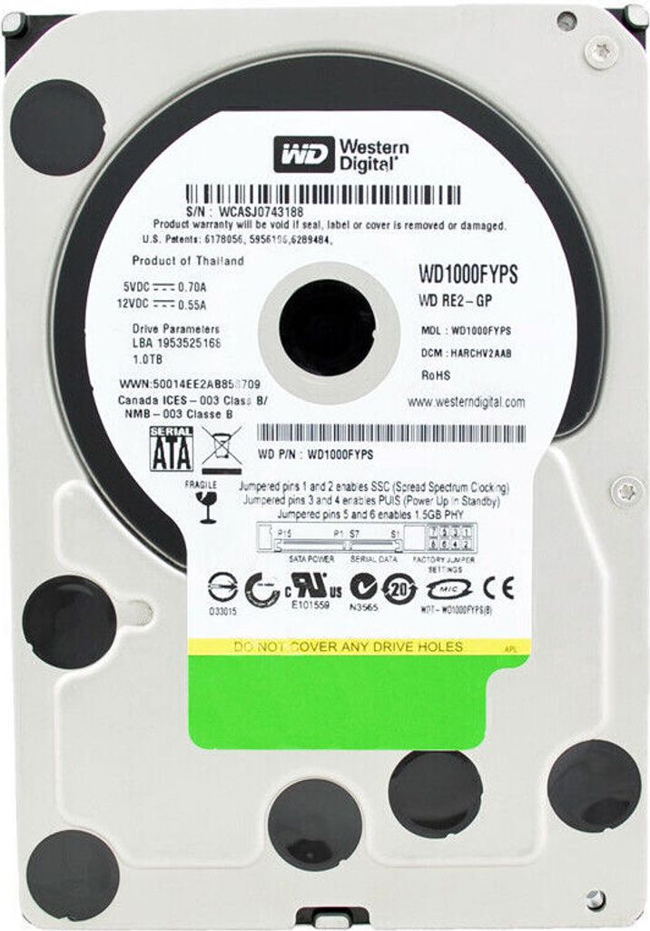 Festplatte Western Digital RE2-GP WD1000FYPS 1TB Sata 7200U/min 16MB 3.5' Zoll