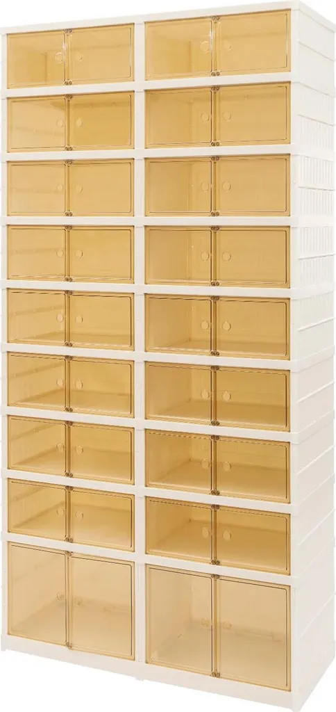 Étagère à chaussures pliable 9 niveaux et 18 compartiments en blanc