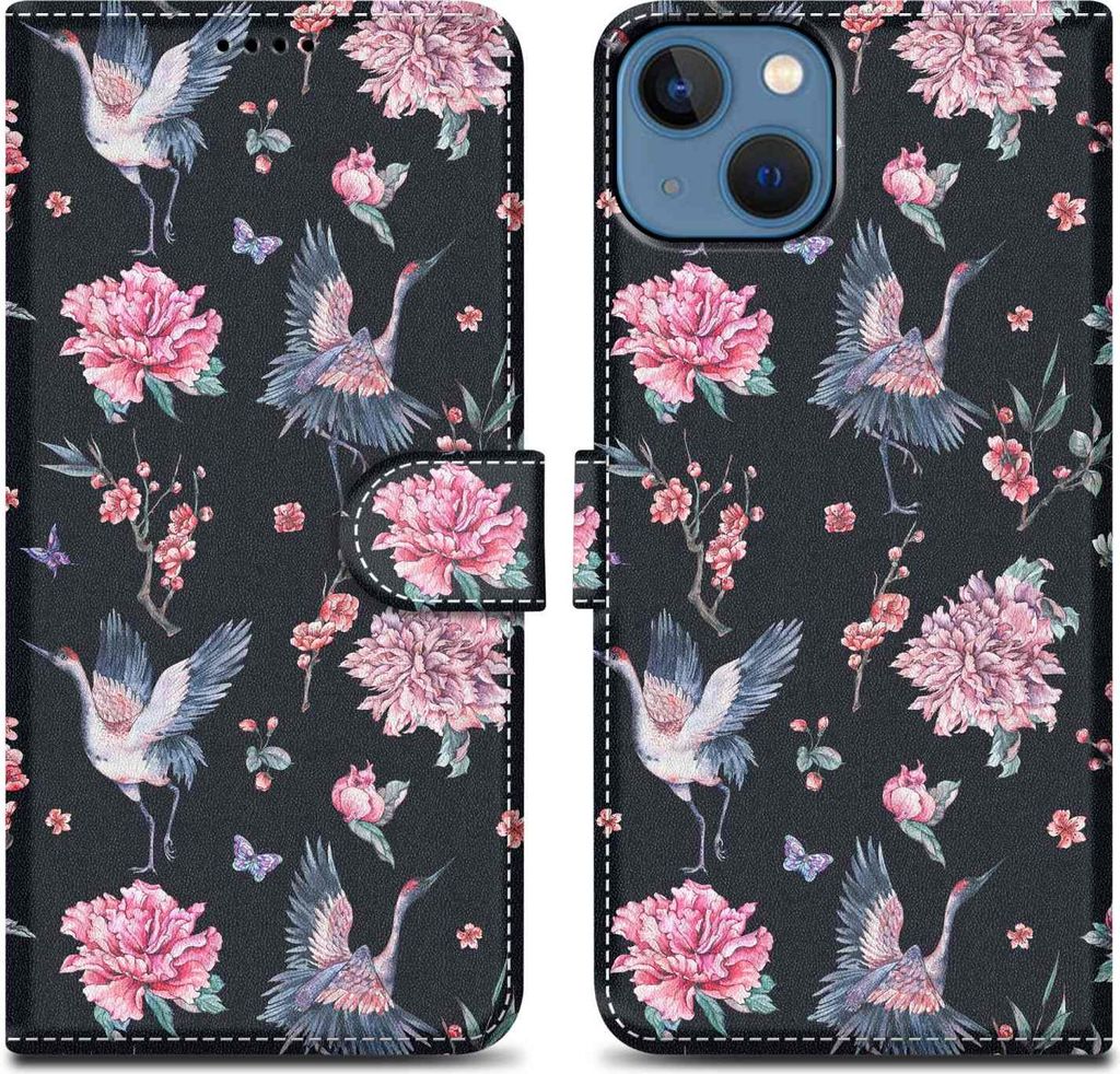 Cadorabo Schutzhülle für Apple iPhone 14 PLUS Hülle Design Schwarz Handyhülle Schutzhülle Etui Magnetisch Case Cover