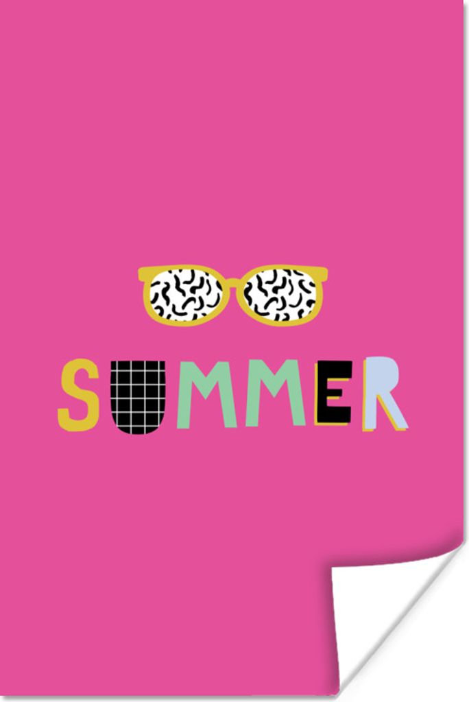 MuchoWow Poster Sommer - Sonnenbrille - Rosa 60x90 cm - Wanddekoration