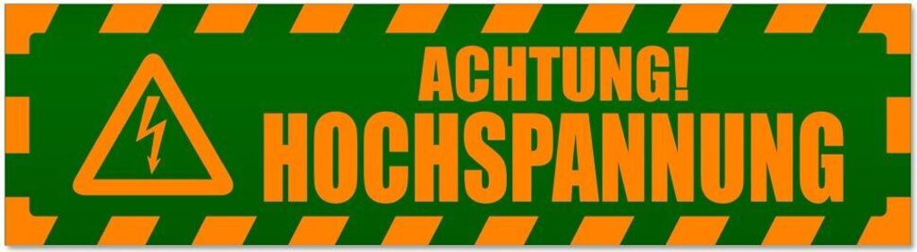Kiwistar - Autoaufkleber - Orange - Grün - 60 x 16 cm - Achtung Hochspannung gestreift - Hinweis Aufkleber Sticker für Auto, Kfz, Fahrrad, PKW, LKW