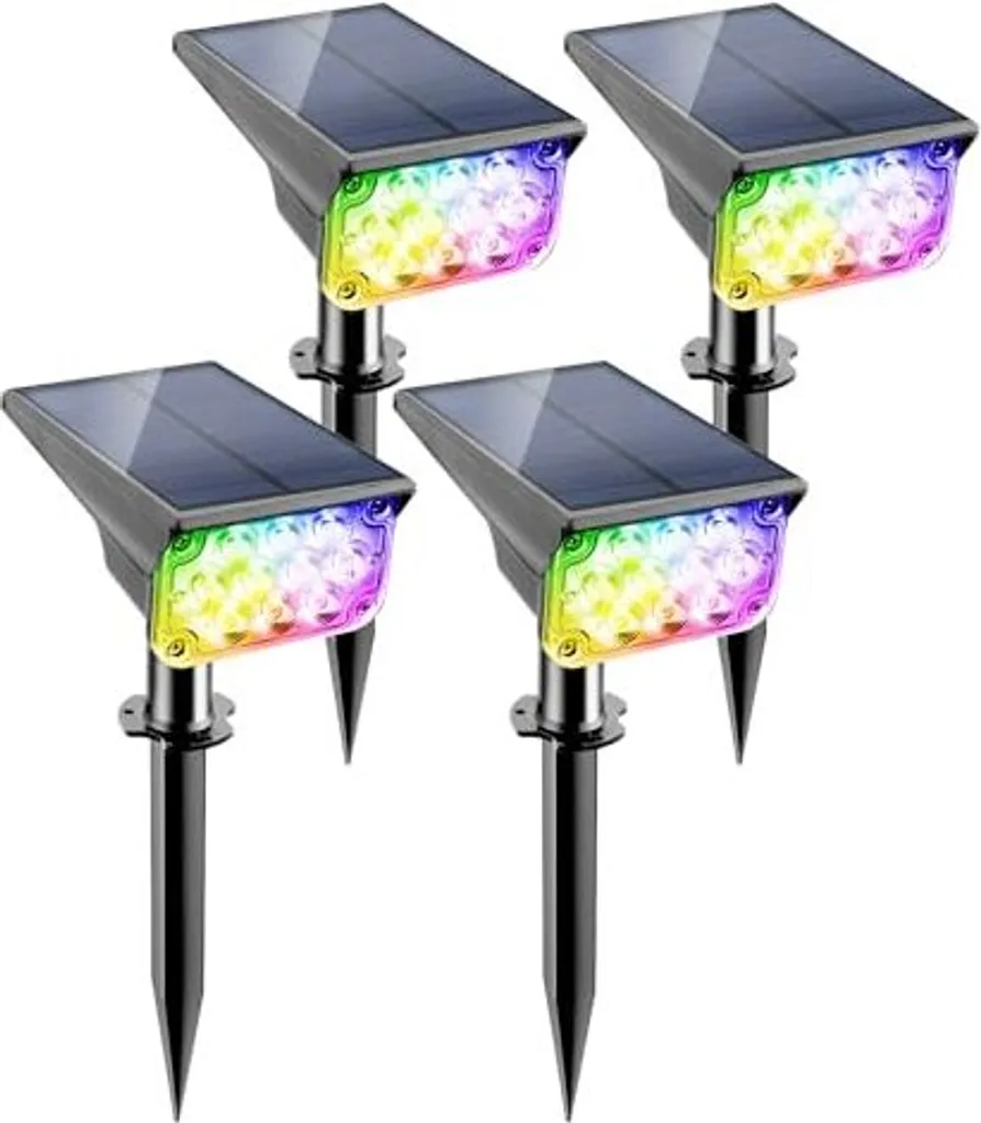 Natpow Solar Garden Spotlight, 20 LED RGB Light Lamp Spotlight Outdoor, IP65 impermeabile, luce da parete esterna che cambia colore, luce da patio, - 1