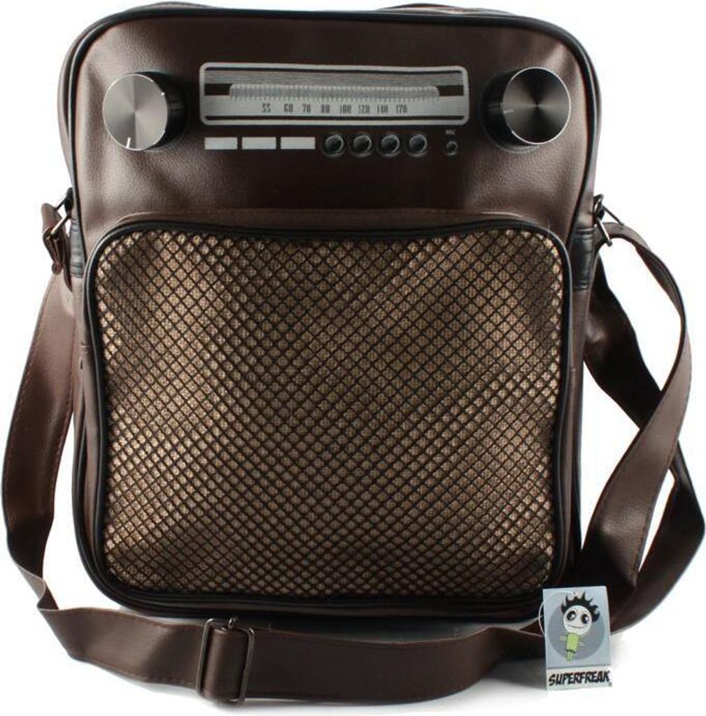 Tasche - Radio groß & hoch - braun-dunkel schwarz