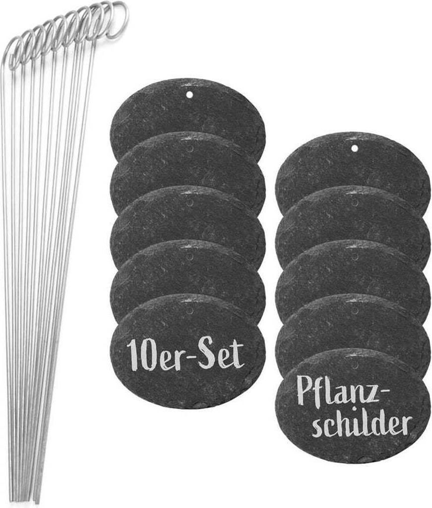 Hoberg Schiefer Pflanzschilder Set 10-tlg. oval 9 x 7 x 0,5 Produktbild 