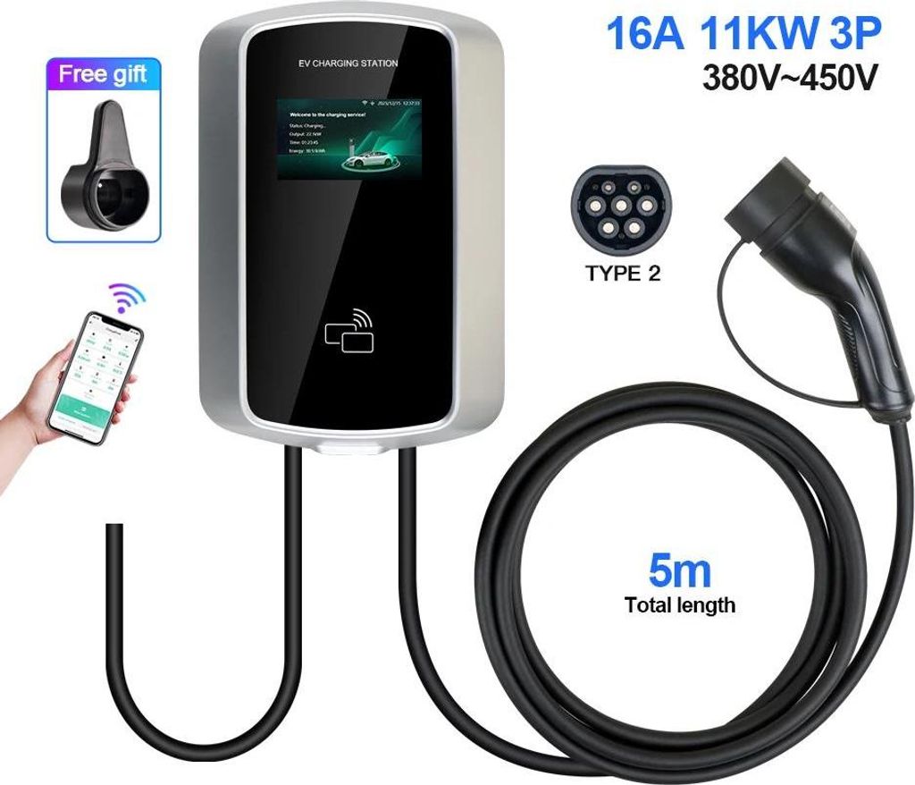 EV-Ladestation, 5 m Länge, APP-Steuerung, 11KW 16A 3 Phasen, TYP2