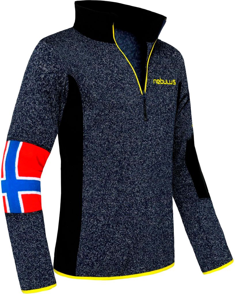 Nebulus Fleecepullover PAO Herren, warmer Fleecepullover, Pulli aus Fleece mit Half Zip Reißverschluss, P4676 - Herren, navy-gelb, S