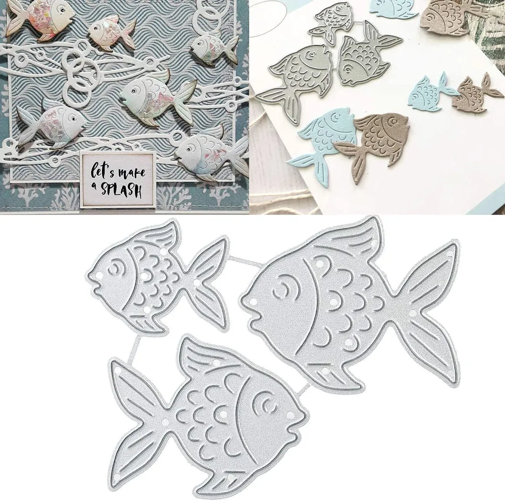 Lot de 3 Pochoirs Vispons Motif Poissons pour Scrapbooking et Caraterie