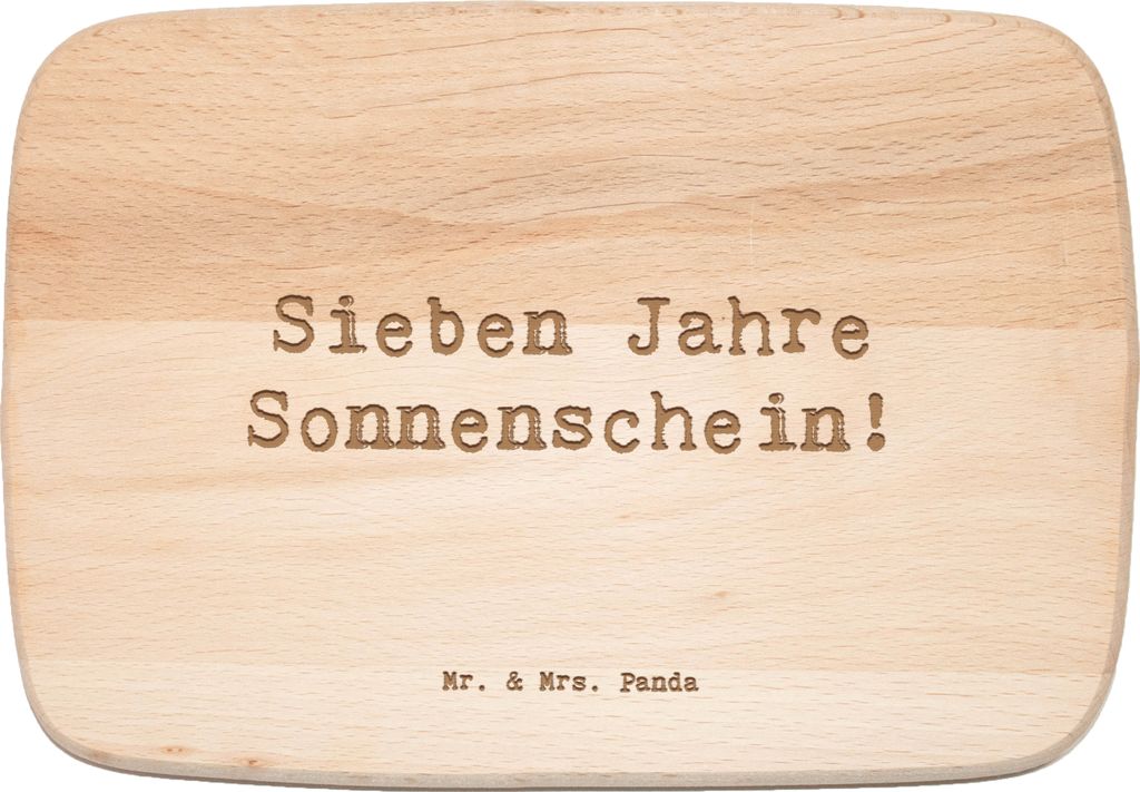 Mr. & Mrs. Panda Schneidebrett Holz Spruch 7. Geburtstag Sonnenschein - Transparent - Geschenk, Holzbrettchen, siebter Feier, Frühstücksbrett, Ki...