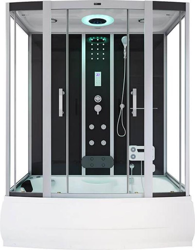 HOME DELUXE - Dampfdusche DIAMOND, Schwarz, Maße: 170 x 90 x 220 cm - inkl. Radio, Regendusche und komplettem Zubehör I Dampfsauna, Badewanne, Wh...