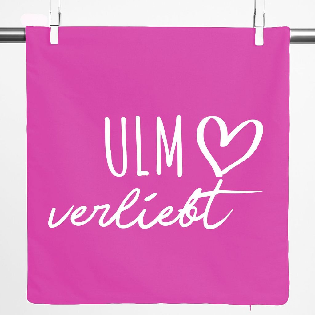 Huuraa Kissenbezug Ulm verliebt 40x40cm Fuchsia Baumwolle Dekokissenbezug Geschenkidee
