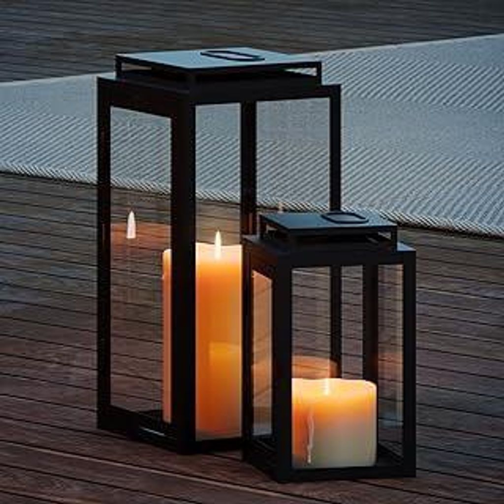 Laternen 2er Set | Große Gartenlaternen | Wohndekoration für Innen & Außen | Große Outdoor-Windlichter | Designer Dekoration für Wohnzimmer, B...