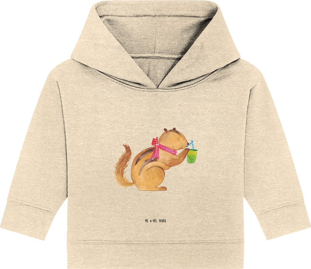 Mr. & Mrs. Panda Organic Baby Hoodie Eichhörnchen Smoothie 12. - 18. Monat - Natural Raw - Geschenk, Kapuzensweatshirt, Diät, Green Smoothies, Ka...