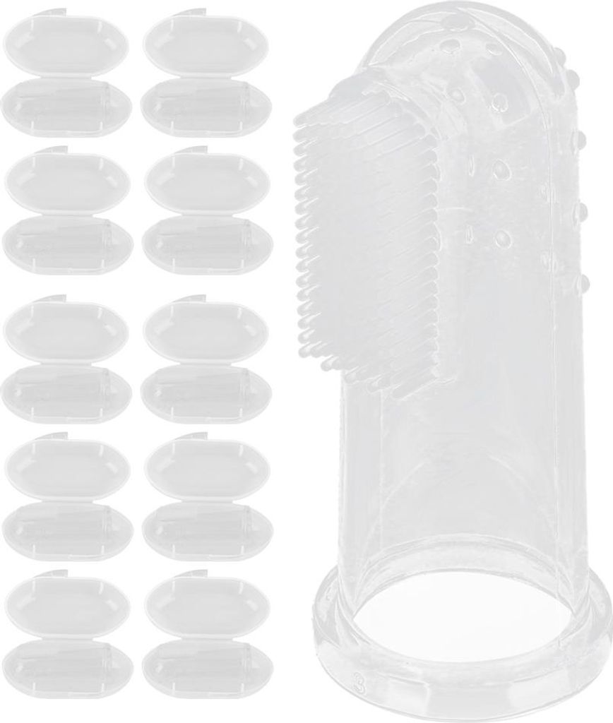 10 Stück Baby-Fingerzahnbürste, weiche Silikon-Zahnbürsten für Neugeborene, transparente Schale