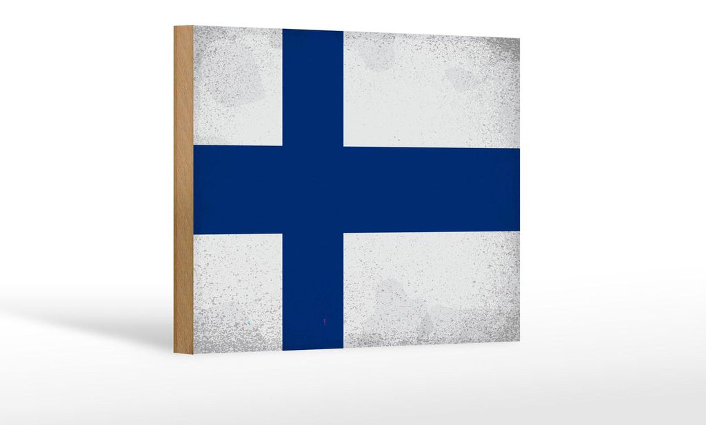 Holzschild Flagge Finnland 18x12cm Flag of Finland Vintage Dekoration