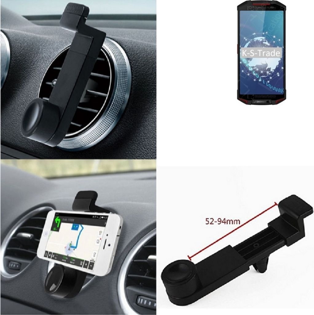 K-S-Trade Lüftungshalterung kompatibel mit Doogee S70 KFZ-Halterung Autohalterung Handy-halterung Lüftungsgitter Lüftungsschlitze Schwarz