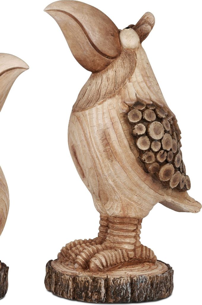 Dekofigur Vogel HOLZOPTIK H. 45cm braun aus Kunststein Formano Garten S25